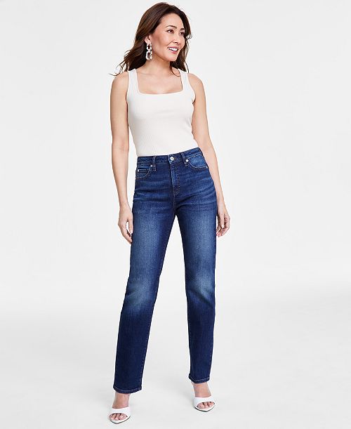 alfani I.N.C. International Concepts Women's High-Rise Straight-Leg Jeans Created for Macy's Women's Fashion Shoes & Accessories