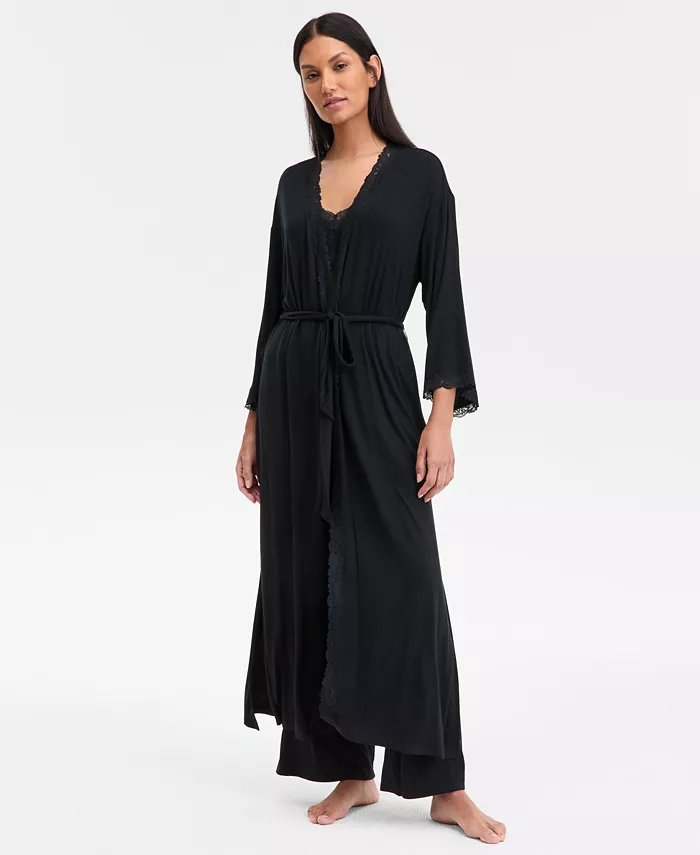 Alfani I.N.C. International Concepts Women's Lace-Trim Knit Robe Exclusively At Macy's Women's Fashion Shoes & Accessories