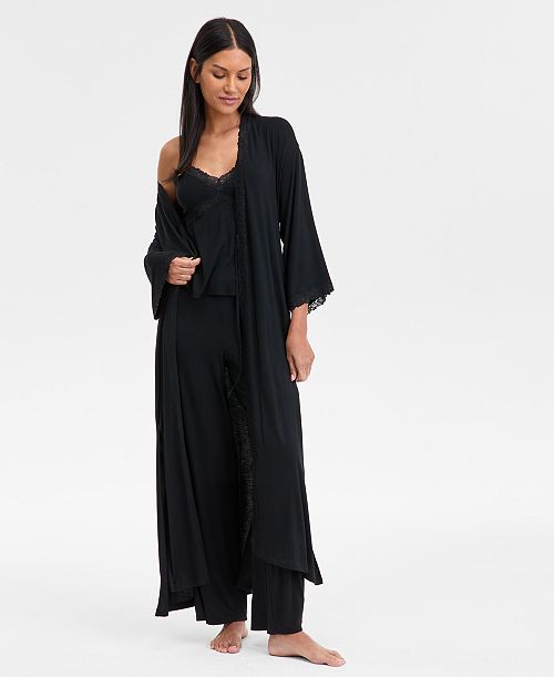 alfani I.N.C. International Concepts Women's Lace-Trim Knit Robe Exclusively at Macy's Women's Fashion Shoes & Accessories