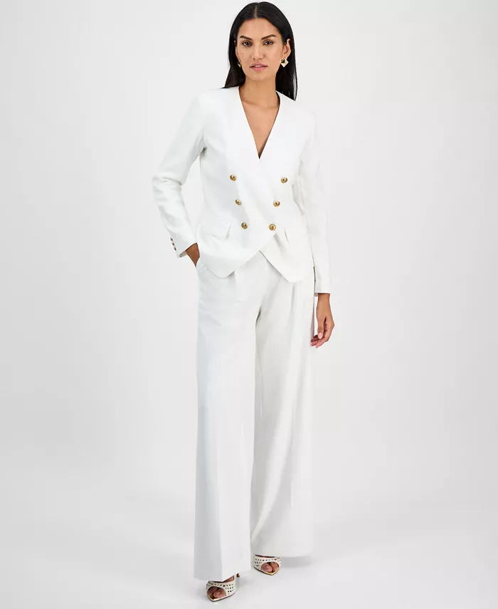 Alfani I.N.C. International Concepts Women's Linen-Blend Collarless Blazer Exclusively At Macy's Women's Fashion Shoes & Accessories
