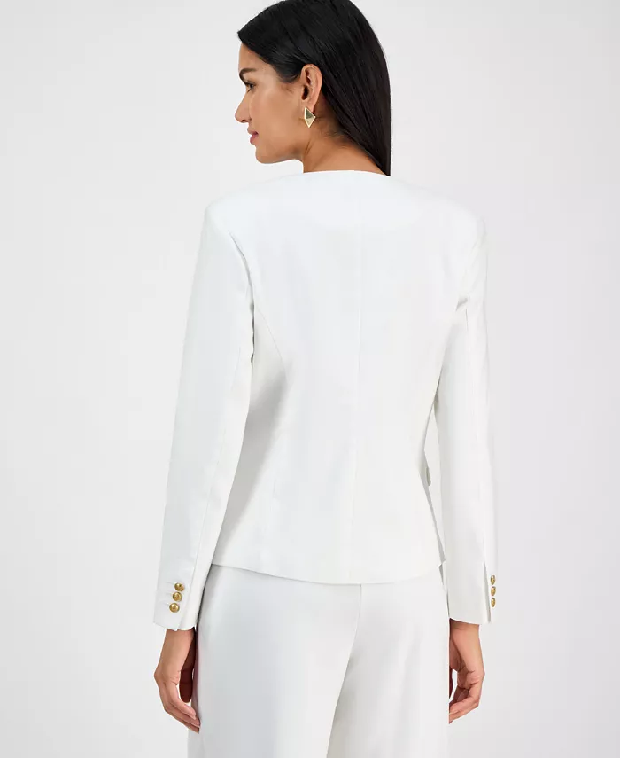 Alfani I.N.C. International Concepts Women's Linen-Blend Collarless Blazer Exclusively At Macy's Women's Fashion Shoes & Accessories