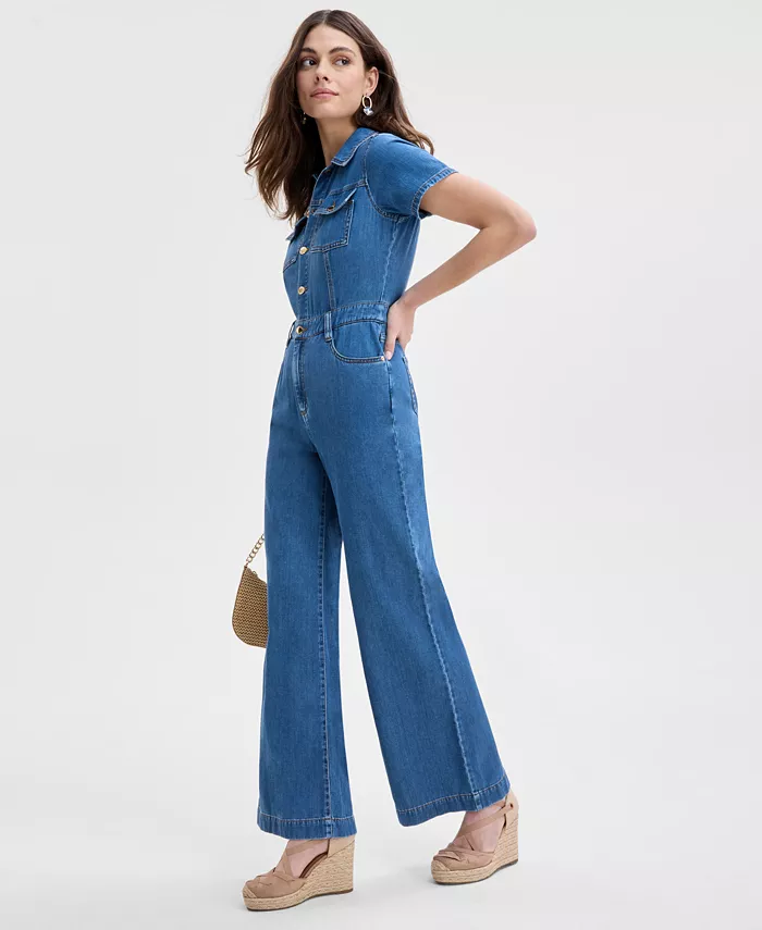 Alfani I.N.C. International Concepts Women's Liquid Denim Jumpsuit Exclusively At Macy's Women's Fashion Shoes & Accessories