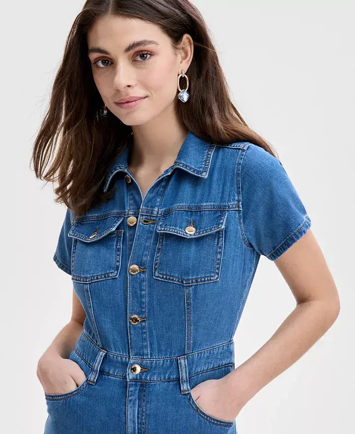 Alfani I.N.C. International Concepts Women's Liquid Denim Jumpsuit Exclusively At Macy's Women's Fashion Shoes & Accessories