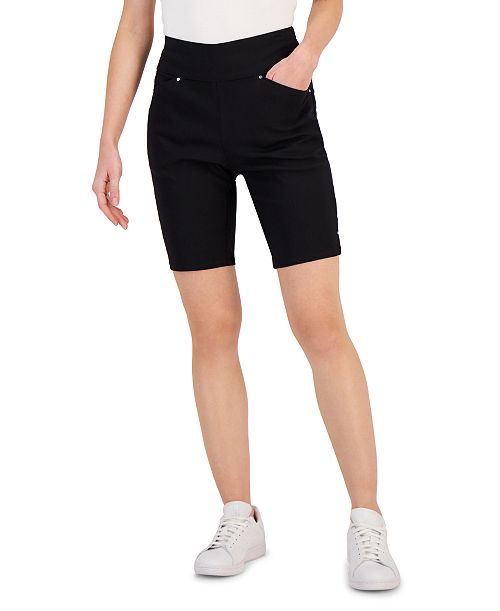 alfani I.N.C. International Concepts Women's Mid Rise Pull-On Bermuda Shorts Created for Macy's Women's Fashion Shoes & Accessories
