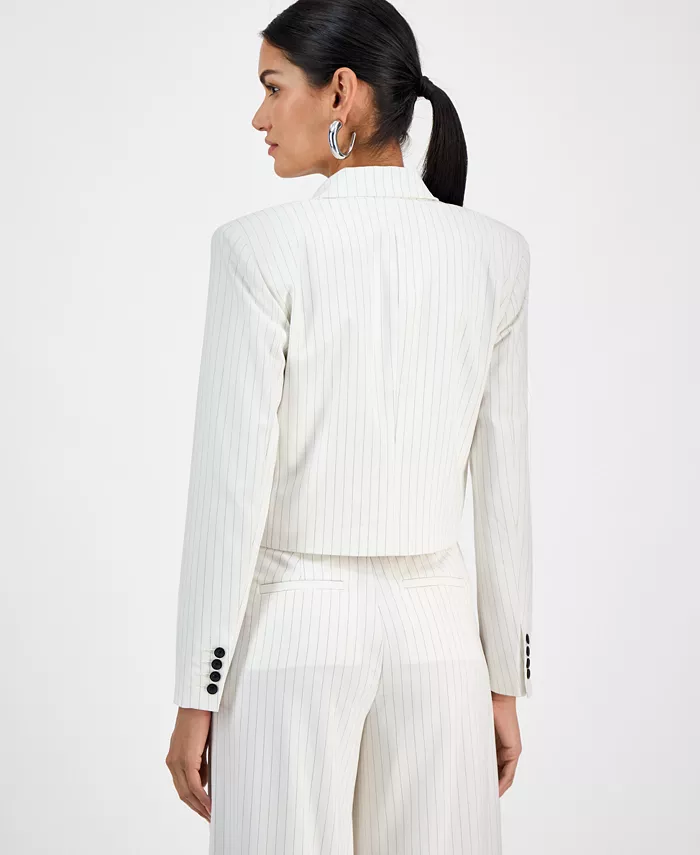 Alfani I.N.C. International Concepts Women's Pinstriped Cropped Blazer Exclusively At Macy's Women's Fashion Shoes & Accessories