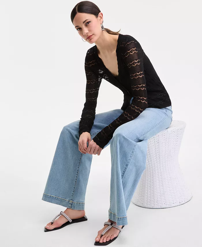 Alfani I.N.C. International Concepts Women's Pointelle Cardigan Sweater Exclusively At Macy's Women's Fashion Shoes & Accessories