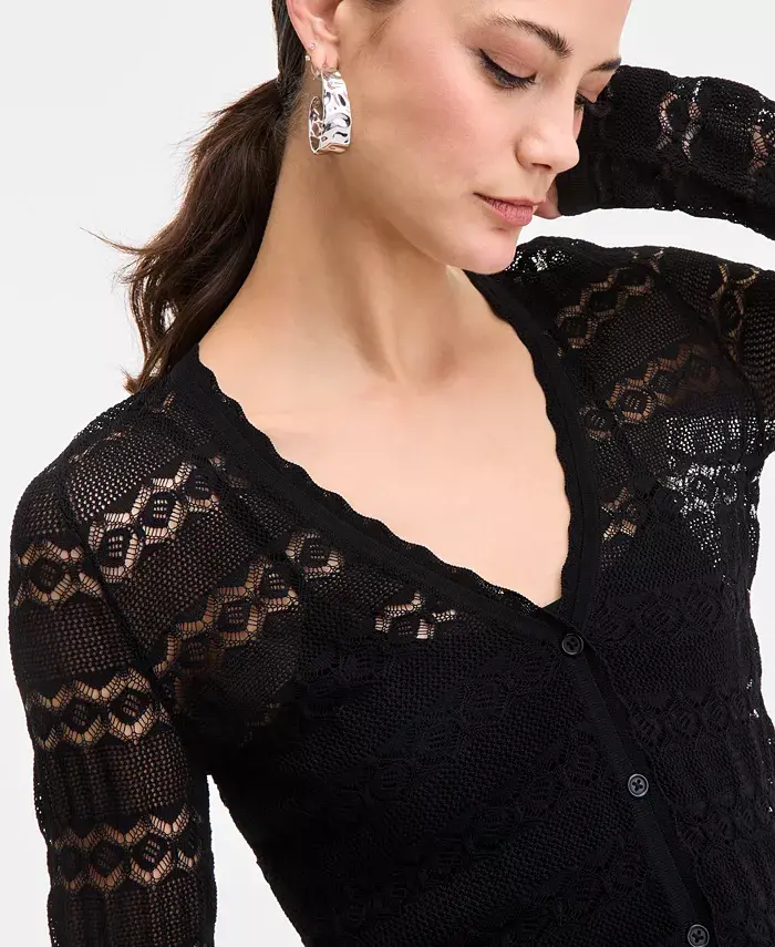 Alfani I.N.C. International Concepts Women's Pointelle Cardigan Sweater Exclusively At Macy's Women's Fashion Shoes & Accessories