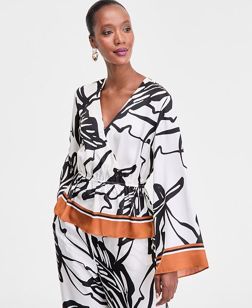 alfani I.N.C. International Concepts Women's Printed Peplum Top Exclusively at Macy's Women's Fashion Shoes & Accessories