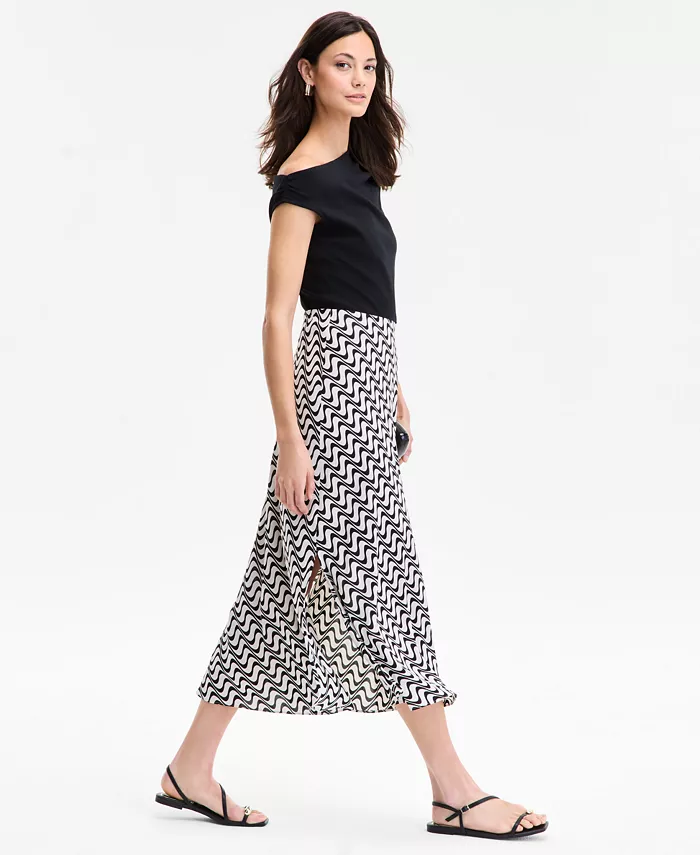 Alfani I.N.C. International Concepts Women's Printed Pull-On Midi Skirt Exclusively At Macy's Women's Fashion Shoes & Accessories