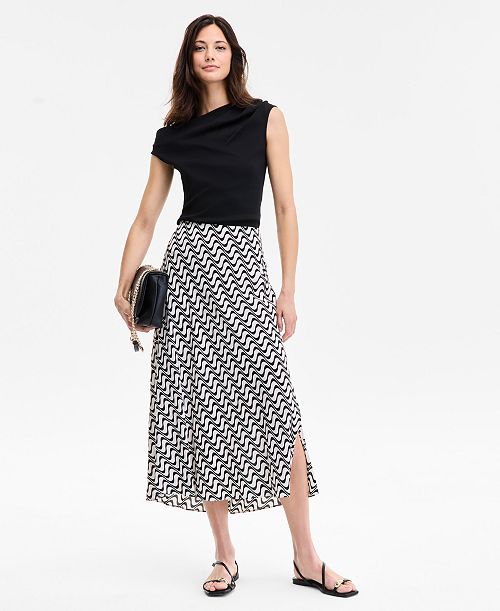 alfani I.N.C. International Concepts Women's Printed Pull-On Midi Skirt Exclusively at Macy's Women's Fashion Shoes & Accessories