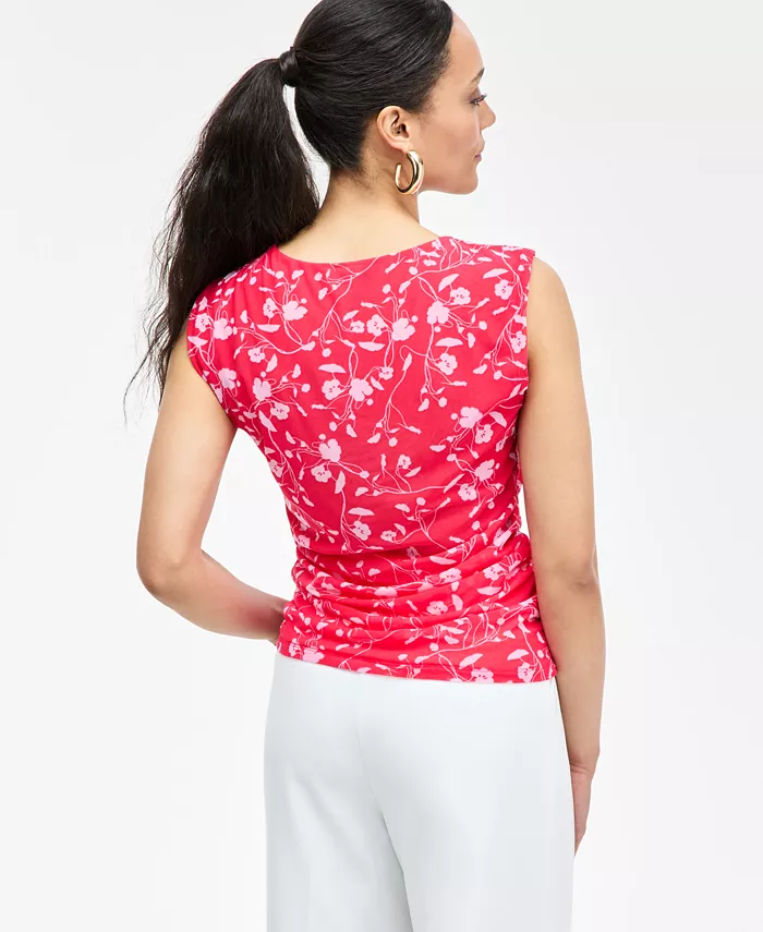 Alfani I.N.C. International Concepts Women's Printed Ruched Mesh Top Exclusively At Macy's Women's Fashion Shoes & Accessories