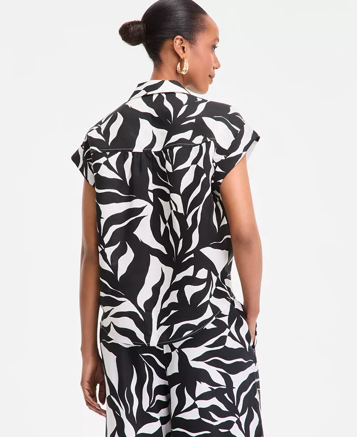 Alfani I.N.C. International Concepts Women's Printed Short-Sleeve Surplice Blouse Exclusively At Macy's Women's Fashion Shoes & Accessories
