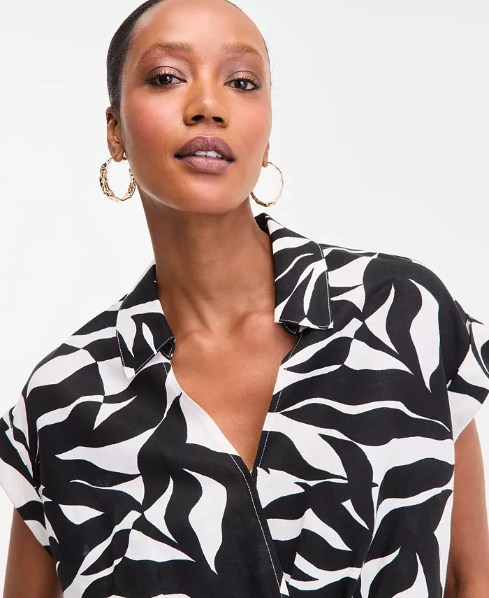 Alfani I.N.C. International Concepts Women's Printed Short-Sleeve Surplice Blouse Exclusively At Macy's Women's Fashion Shoes & Accessories