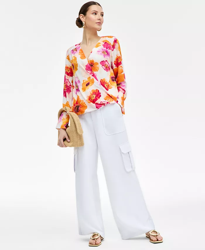 Alfani I.N.C. International Concepts Women's Printed Surplice Blouse Exclusively At Macy's Women's Fashion Shoes & Accessories