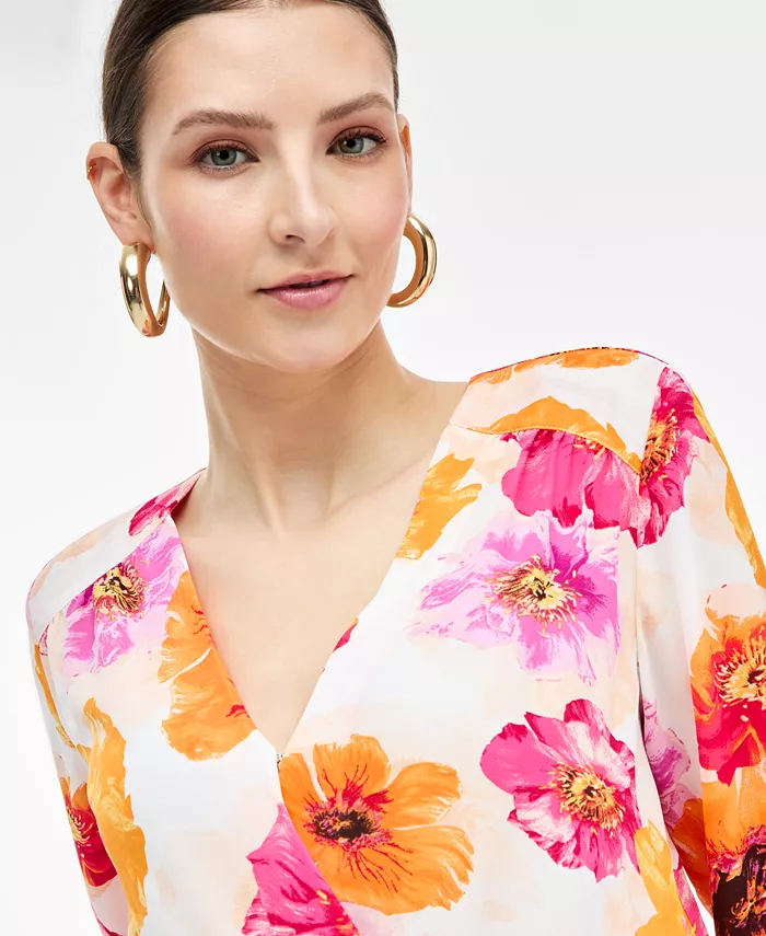 Alfani I.N.C. International Concepts Women's Printed Surplice Blouse Exclusively At Macy's Women's Fashion Shoes & Accessories