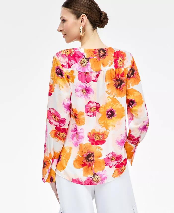 Alfani I.N.C. International Concepts Women's Printed Surplice Blouse Exclusively At Macy's Women's Fashion Shoes & Accessories