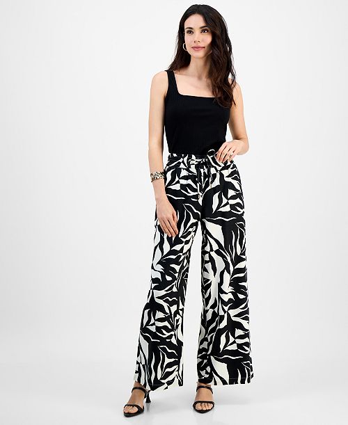 alfani I.N.C. International Concepts Women's Printed Wide-Leg Pants P/XS-3X Exclusively at Macy's Women's Fashion Shoes & Accessories