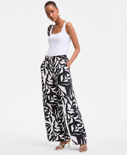 alfani I.N.C. International Concepts Women's Printed Wide-Leg Pants Exclusively at Macy's Women's Fashion Shoes & Accessories