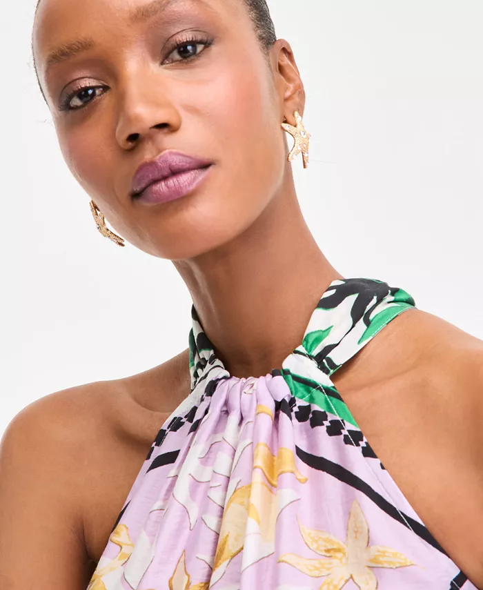 Alfani I.N.C. International Concepts Women's Scarf-Print Halter Midi Dress Exclusively At Macy's Women's Fashion Shoes & Accessories