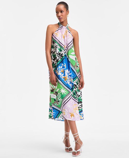 alfani I.N.C. International Concepts Women's Scarf-Print Halter Midi Dress Exclusively at Macy's Women's Fashion Shoes & Accessories