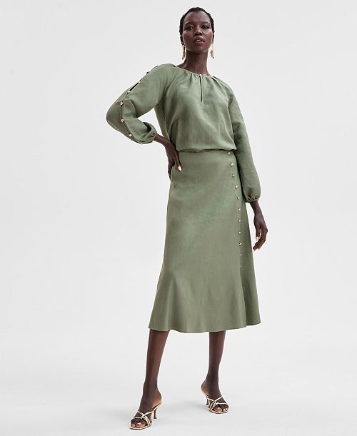 alfani I.N.C. International Concepts Women's Side Button Skirt Exclusively at Macy's Women's Fashion Shoes & Accessories