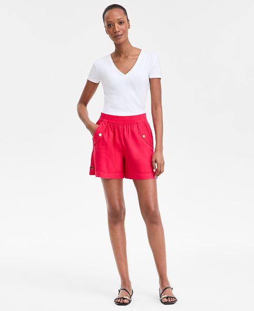alfani I.N.C. International Concepts Women's Side-Pocket Tab-Hem Shorts Exclusively at Macy's Women's Fashion Shoes & Accessories
