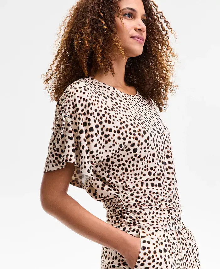 Alfani I.N.C. International Concepts Women's Side-Tie Animal-Print Top Exclusively At Macy's Women's Fashion Shoes & Accessories
