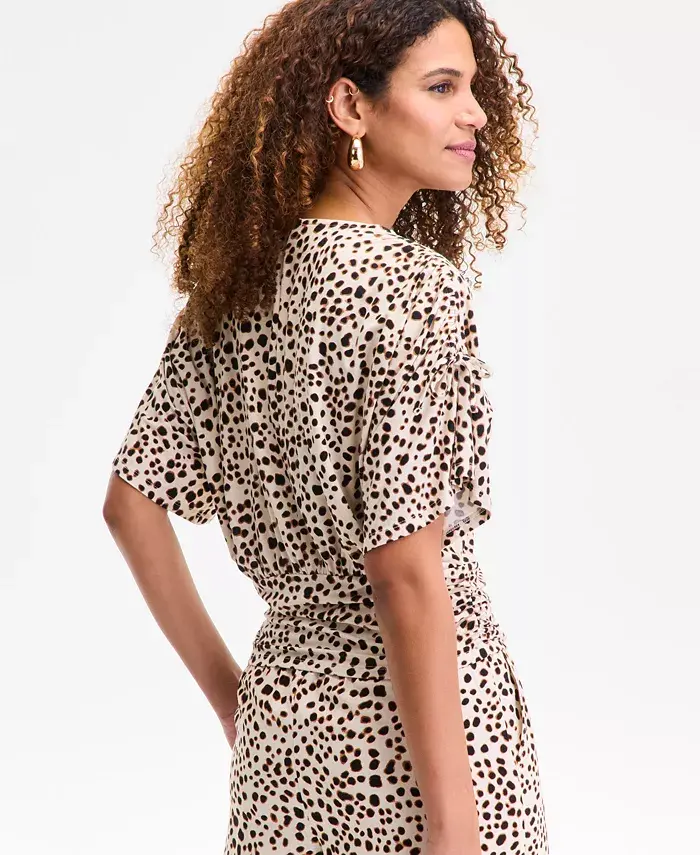 Alfani I.N.C. International Concepts Women's Side-Tie Animal-Print Top Exclusively At Macy's Women's Fashion Shoes & Accessories