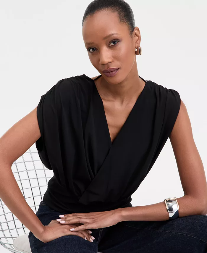 Alfani I.N.C. International Concepts Women's Surplice V-Neck Top Exclusively At Macy's Women's Fashion Shoes & Accessories