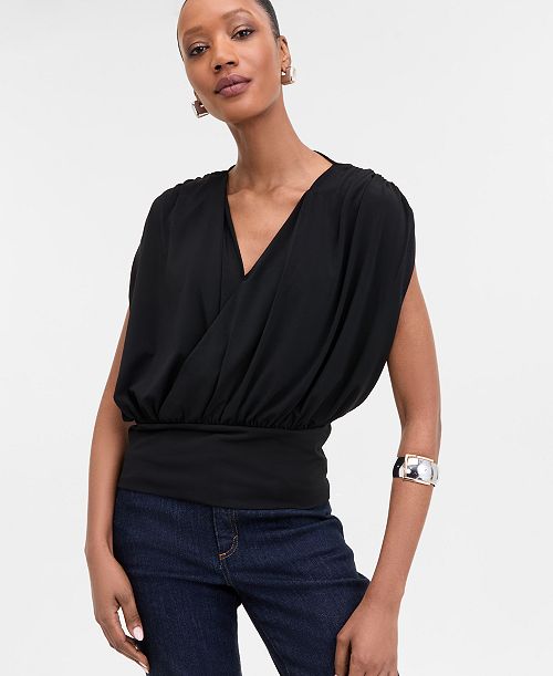 alfani I.N.C. International Concepts Women's Surplice V-Neck Top Exclusively at Macy's Women's Fashion Shoes & Accessories