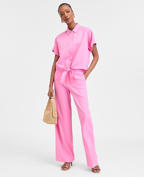 alfani I.N.C. International Concepts Women's Tie-Front Blouse Exclusively at Macy's Women's Fashion Shoes & Accessories