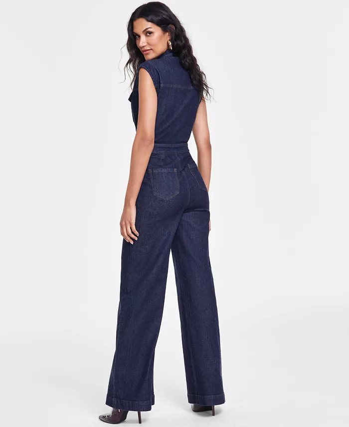 Alfani I.N.C. International Concepts Women's Wide-Leg Denim Jumpsuit Created For Macy's Women's Fashion Shoes & Accessories