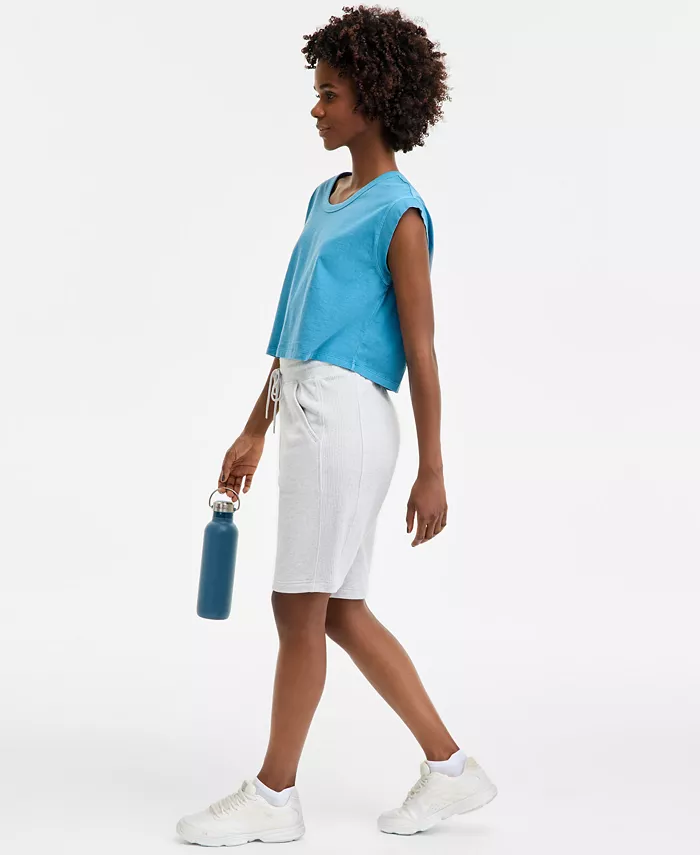 Alfani ID Ideology Women's Cotton-Blend Pull-On Bermuda Shorts Exclusively At Macy's Women's Fashion Shoes & Accessories