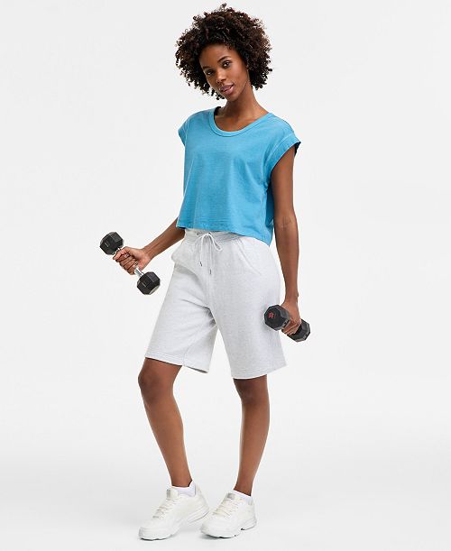 alfani ID Ideology Women's Cotton-Blend Pull-On Bermuda Shorts Exclusively at Macy's Women's Fashion Shoes & Accessories