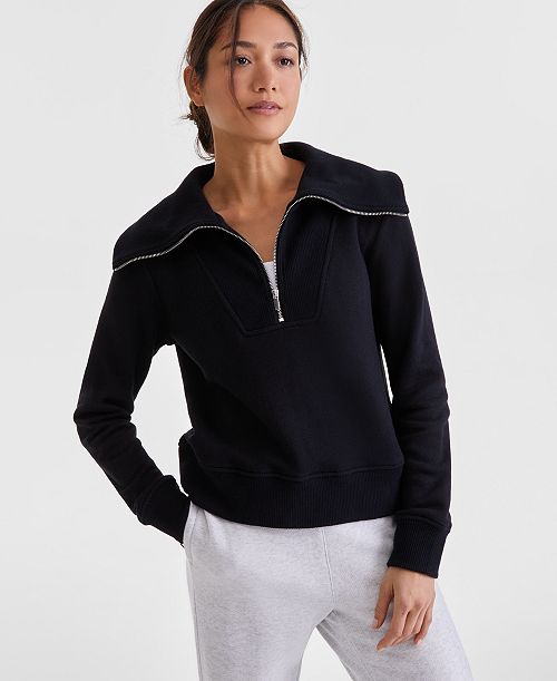 alfani ID Ideology Women's Shawl-Collar Quarter-Zip Knit Top Exclusively at Macy's Women's Fashion Shoes & Accessories