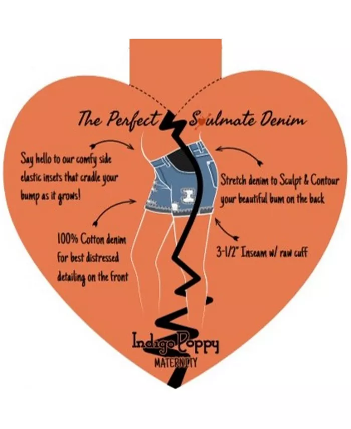 Alfani Indigo Poppy Maternity Destructed Cuffed Shorts With Under Belly Women's Fashion Shoes & Accessories