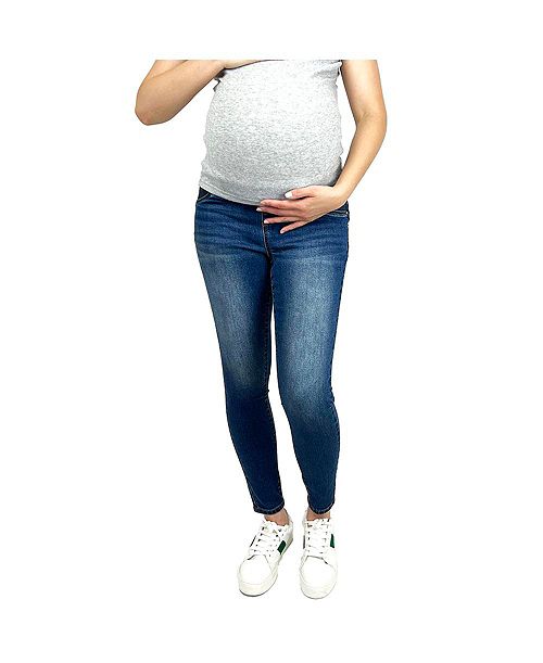 alfani Indigo Poppy Maternity Lifter Skinny with Side Elastics Jeans Women's Fashion Shoes & Accessories