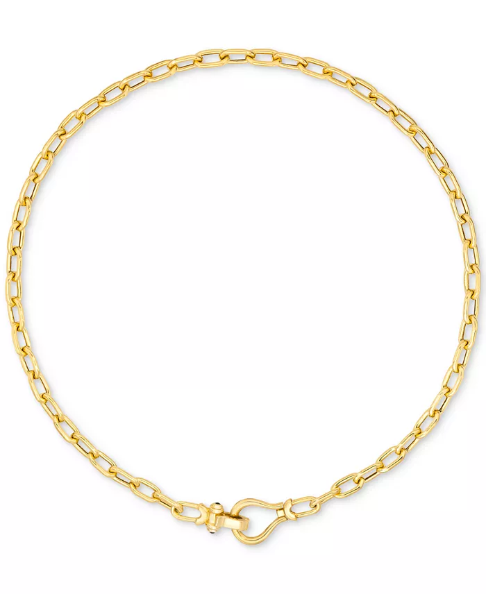 Alfani Italian Gold Black Spinel Horseshoe Clasp Paperclip Link 18" Chain Necklace In 14k Gold-Plated Sterling Silver Jewelry & Watches