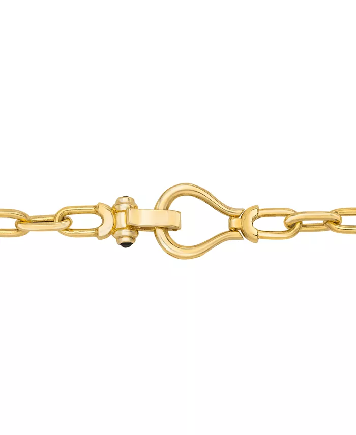 Alfani Italian Gold Black Spinel Horseshoe Clasp Paperclip Link 18" Chain Necklace In 14k Gold-Plated Sterling Silver Jewelry & Watches