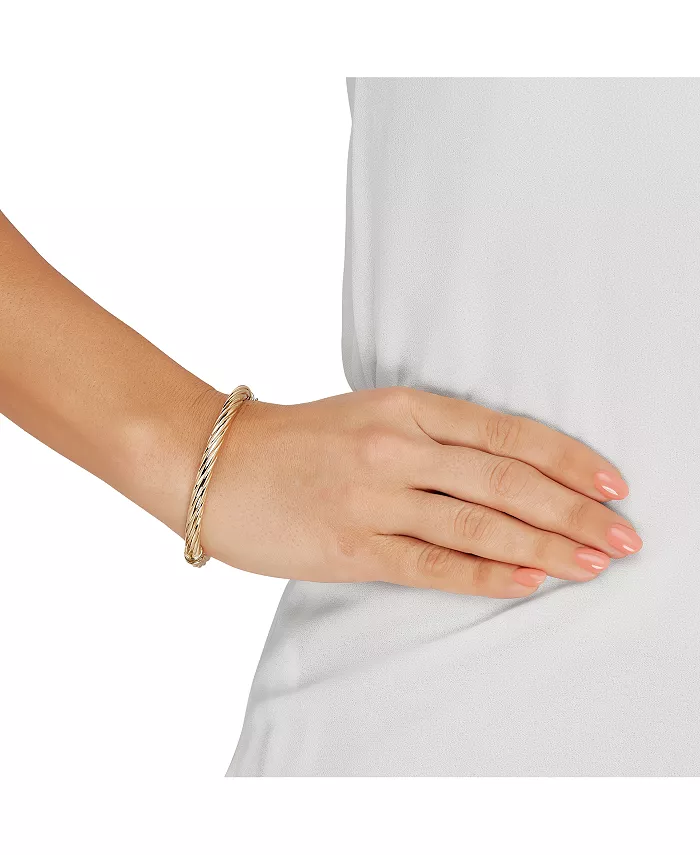 Alfani Italian Gold Twist Hinge Bangle Bracelet In 14k Gold Or White Gold Jewelry & Watches