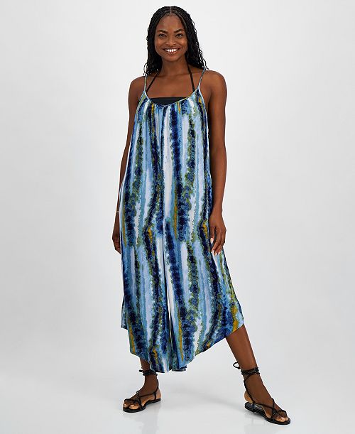alfani J Valdi Women's Scoop-Neck Swim Cover-Up Jumpsuit Women's Fashion Shoes & Accessories