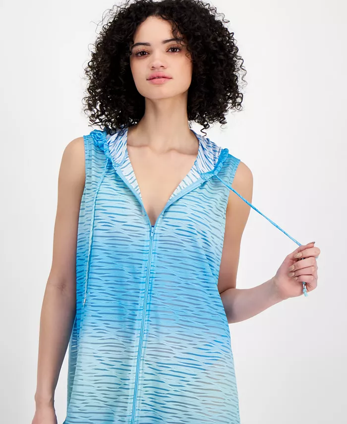 Alfani J Valdi Women's Sleevless Zipper Hoodie Cover-Up Dress Women's Fashion Shoes & Accessories