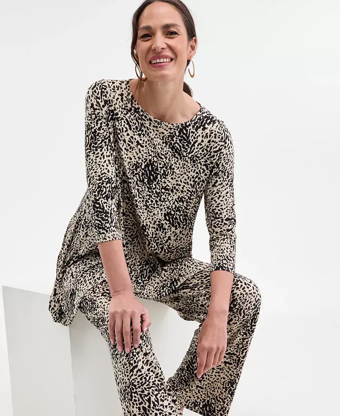 Alfani JM Collection Printed Tunic Top & Printed Pull-On Pants Exclusively At Macy's Women's Fashion Shoes & Accessories