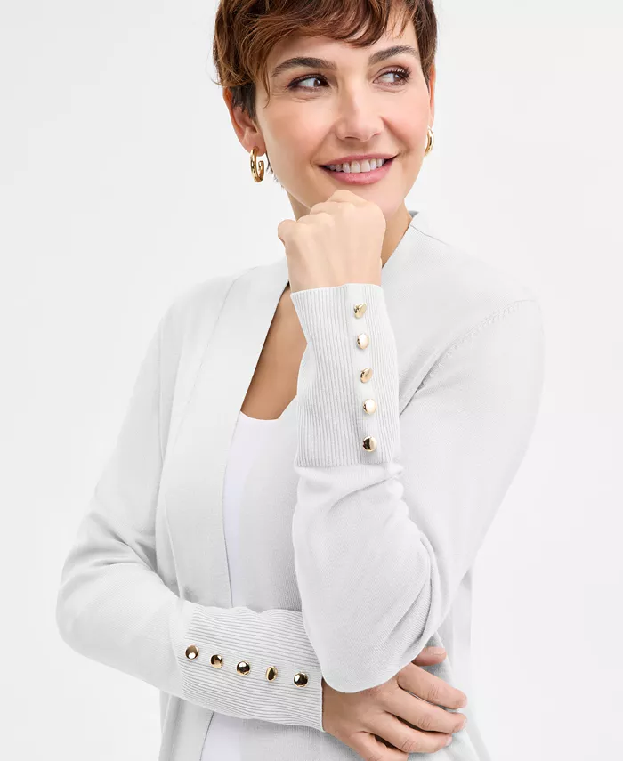 Alfani JM Collection Women's Button-Sleeve Flyaway Cardigan Exclusively At Macy's Women's Fashion Shoes & Accessories