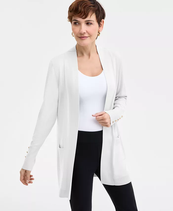 Alfani JM Collection Women's Button-Sleeve Flyaway Cardigan Exclusively At Macy's Women's Fashion Shoes & Accessories