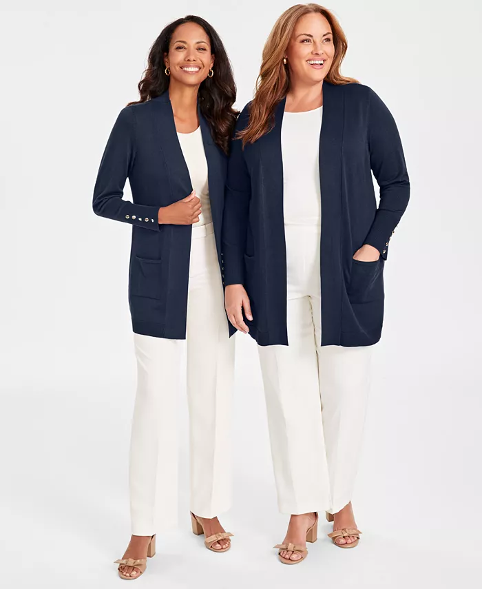 Alfani JM Collection Women's Button-Sleeve Flyaway Cardigan Exclusively At Macy's Women's Fashion Shoes & Accessories