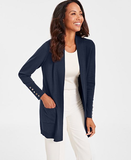 alfani JM Collection Women's Button-Sleeve Flyaway Cardigan Exclusively at Macy's Women's Fashion Shoes & Accessories