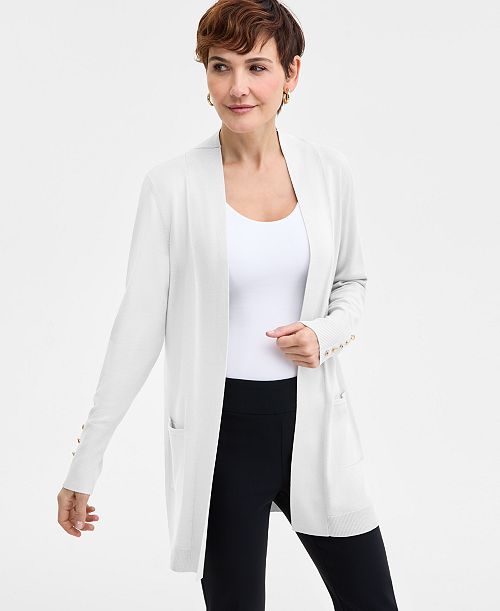alfani JM Collection Women's Button-Sleeve Flyaway Cardigan Exclusively at Macy's Women's Fashion Shoes & Accessories