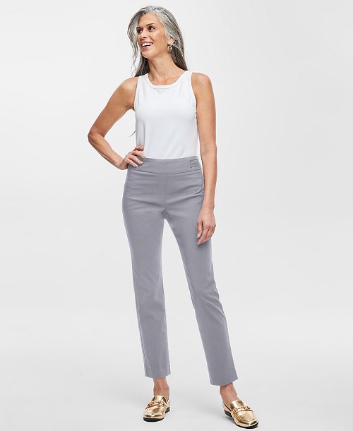 alfani JM Collection Women's Studded-Rivet Pull-On Pants Regular & Short Lengths Created for Macy's Women's Fashion Shoes & Accessories