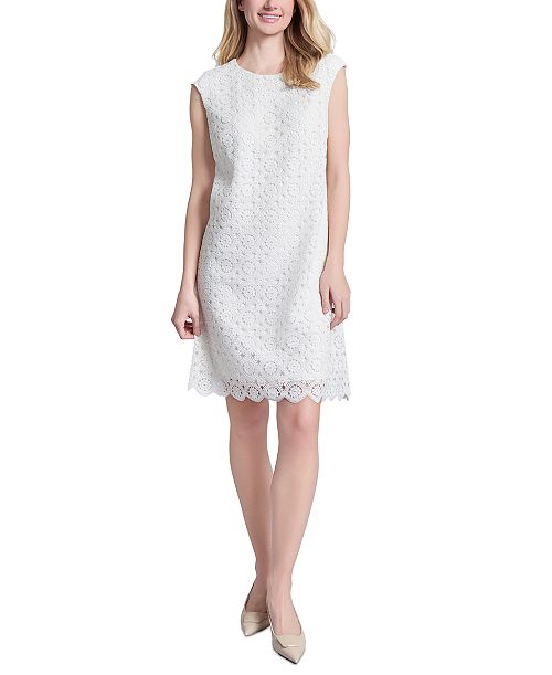 alfani Jones New York Women's Medallion Lace Swing Knee Length Dress Women's Fashion Shoes & Accessories